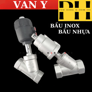 Van xiên - Van góc Y  bầu inox 304 điều khiển bằng khí nén.