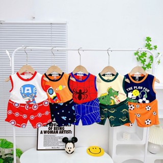 Bộ ba lỗ Thun Lạnh Cho Bé Đi Học Đi Chơi Mềm Mịn Mát mặc ở nhà mặc đi hoc 8-25kg Cao 80-124cm