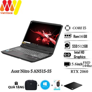 Laptop Gaming Acer Nitro 5 AN515-55, Core i5-10300H, Ram 16GB, SSD 512GB, màn hình 15.6inch Full HD 144Hz, VGA RTX 2060