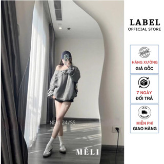 Áo sweater trễ vai in chữ The Mé 1988 chất nỉ tàu cổ tay bo dệt form rộng, áo trễ vai nữ cổ tròn từ 40-60kg