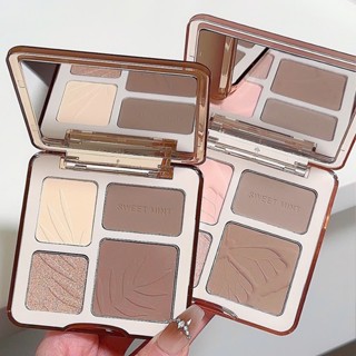 Bảng tạo khối bắt sáng 4 ô Sweet Mint hiệu ứng 3D lì mịn da, Phấn tạo khối mũi highlight bắt sáng tự nhiên siêu lì
