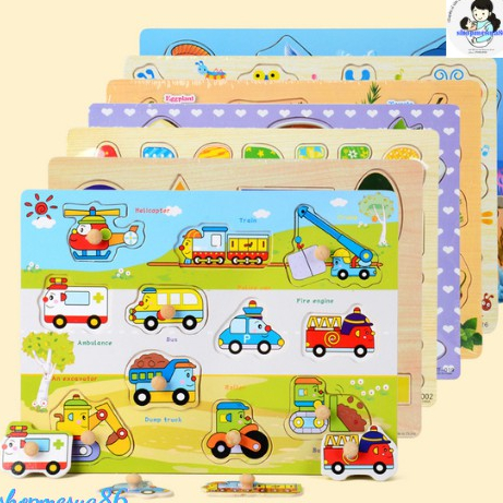 Bảng núm gỗ_Đồ chơi Lắp ráp bằng Núm gỗ cho Bé(23x30x0.5cm )