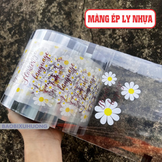 Màng dập ly nhựa, cuộn keo ép cốc nhựa, màng ép ly trà sữa in sẵn họa tiết sử dụng ly 300ml đến 700ml đủ 2200 ly:MÃ A158