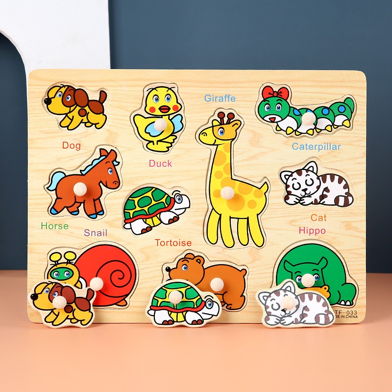 Bảng núm gỗ_Đồ chơi Lắp ráp bằng Núm gỗ cho Bé(23x30x0.5cm )