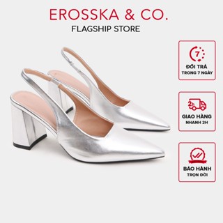 Erosska - Giày cao gót nữ mũi nhọn kiểu dáng thanh lịch sang trọng màu bạc cao 8cm - EH045