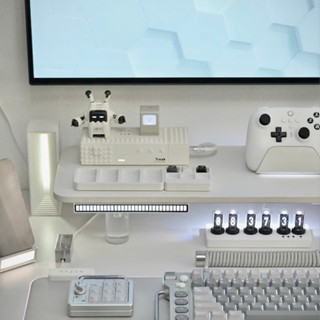 Kệ màn hình 60-90cm máy tính pc laptop tấm gỗ chân nhựa acrylic đẹp rẻ màu trắng dễ setup decor