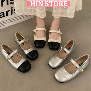 Giày búp bê nữ đế bệt da PU mềm quai dán đính ngọc hottrend, hài bệt nữ đi chơi phong cách Hàn Quốc sang chảnh MS13