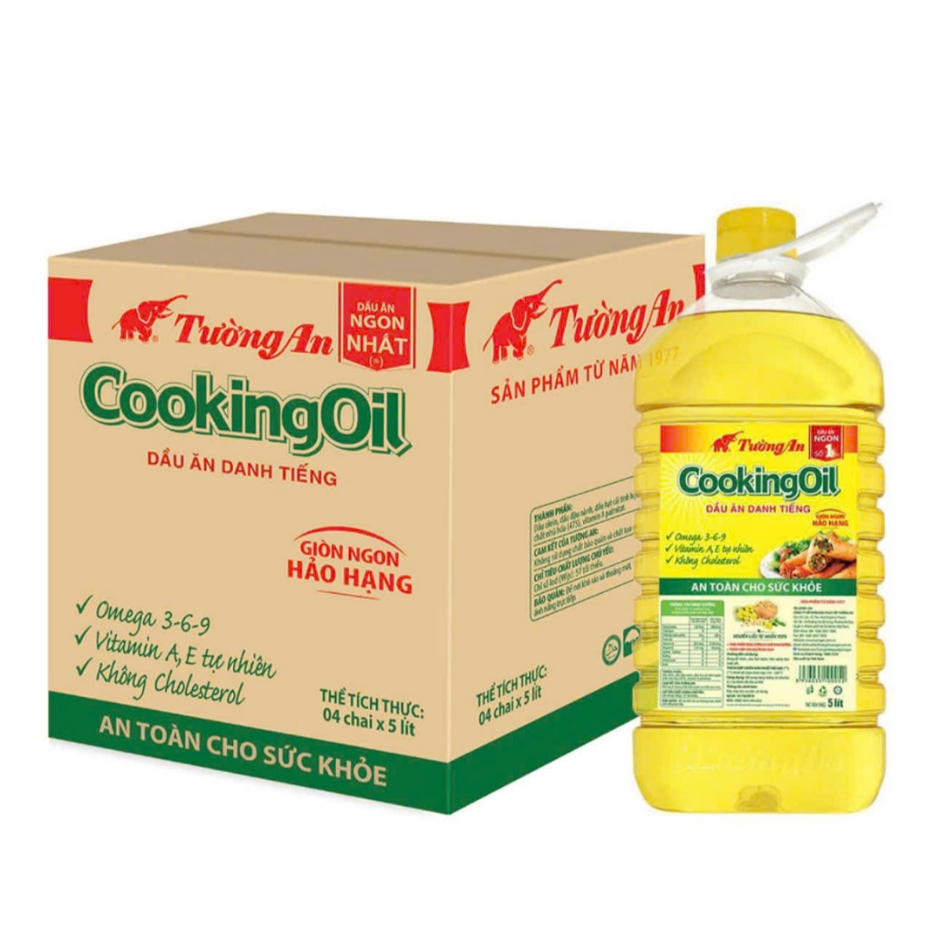 SỈ THÙNG 5 Lít _ Thùng 4 Chai Dầu ăn Cooking Oil Tường An 5 lít