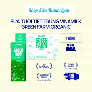 [HSD T8-2025] [Mẫu Mới] Thùng 48 Hộp Sữa Tươi Vinamilk 100% Green Farm Organic Không Đường 180ml.