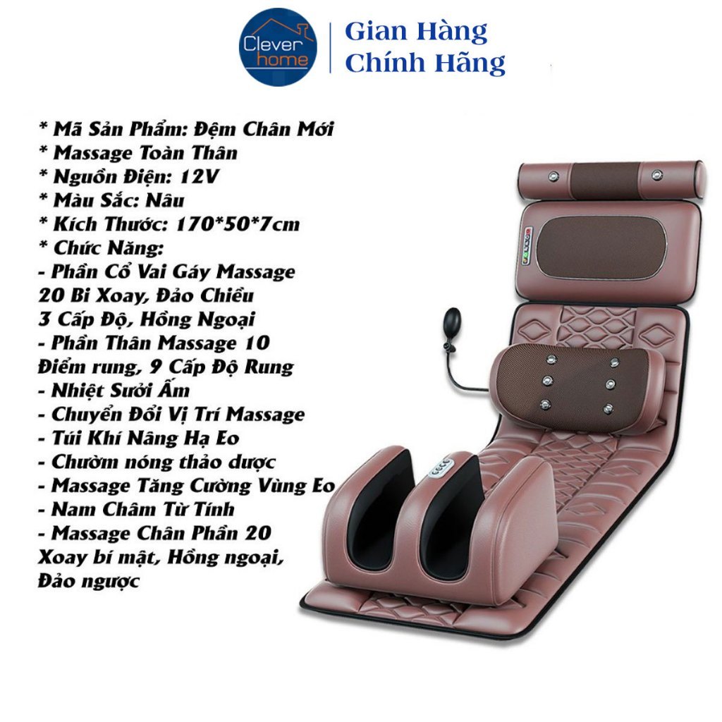 Đệm Massage toàn thân , đệm kèm gối xông thảo mộc, massage cổ vai gáy và massage chân, nệm massage toàn thân