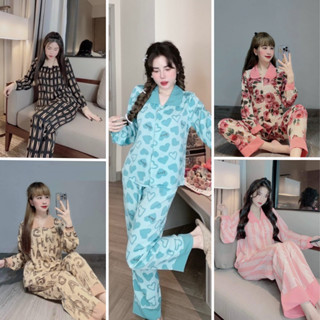 Bộ Đồ Ngủ Giá Rẻ Đồ Ngủ Nữ Pijama Tay Dài Quần Dài Đồ Bộ Mặc Nhà Chất Mát Không Nhăn Hàng Siêu Rẻ Đẹp Xinh Sắn