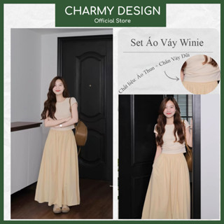  Set Áo Váy Nữ Winie Áo Thun Kèm Chân Váy Xòe Vải Đũi Set Đồ Nữ Style Hàn Quốc Trẻ Trung Sang Chảnh Charmy Design 