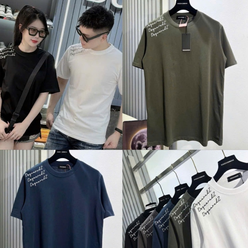 Áo phông D.S.Q thêu vai chất cotton mướt 270gsm đơn giản sang trọng form rộng hiện đại, cá tính