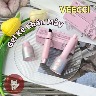   VEECCI  Gel Kẻ Mày VEECCI 2in1 Kèm Cọ Ombre Hồng Ánh Bạc Hỗ Trợ Che Đường Chân Tóc Lâu Trôi Tự Nhiên 