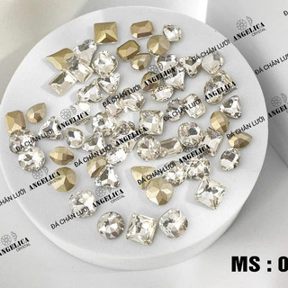Set đá khối chân nhọn 50 viên mix size- phụ kiện nail đính móng