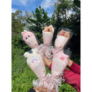 [SẴN HCM] BÓ HOA ỐC QUẾ gấu bông mini capybara, labubu, loppy, gấu dâu siêu xinh xắn