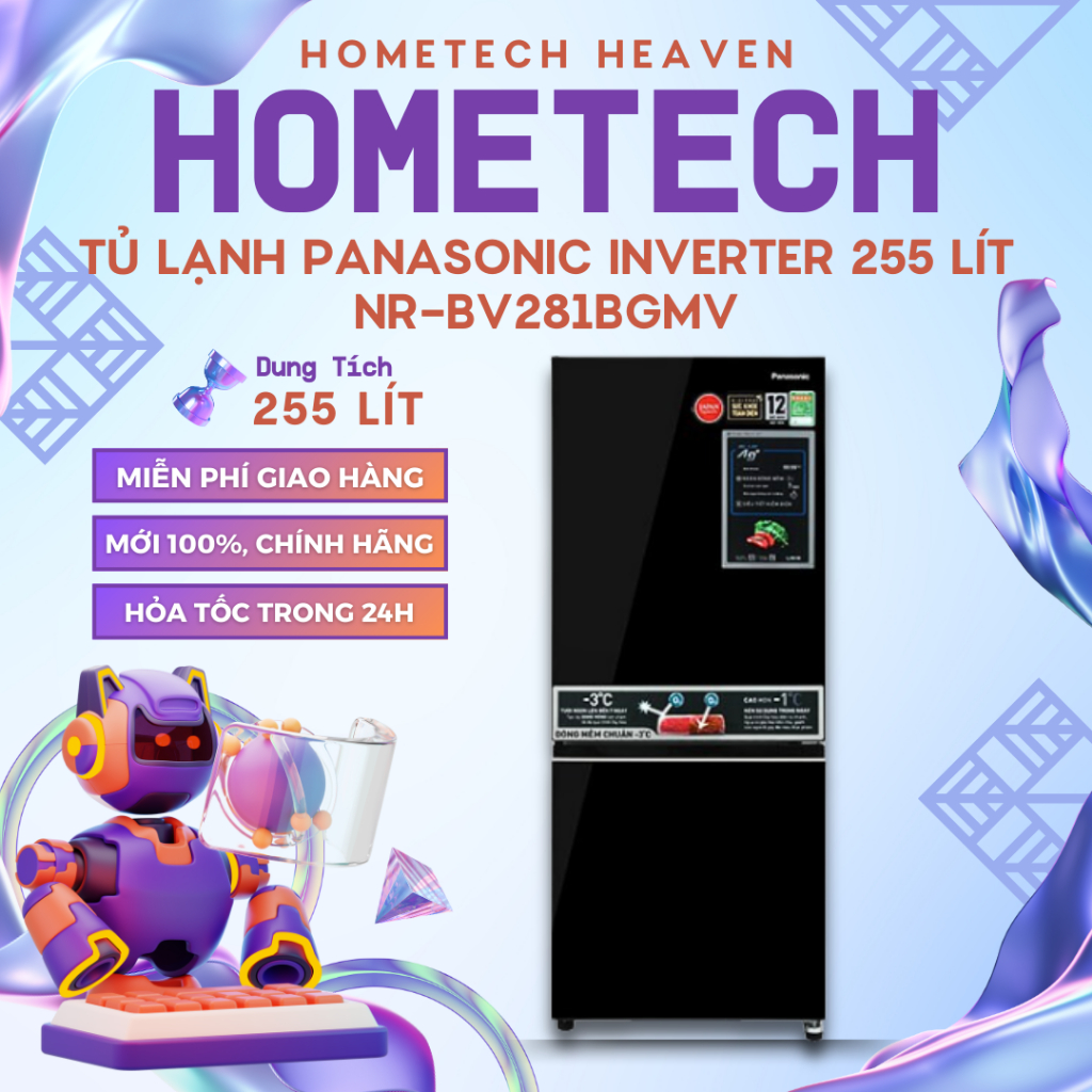 [GIAO LẮP MIỄN PHÍ] NR-BV281BGMV - Tủ lạnh Panasonic Inverter 255 lít NR-BV281BGMV - Hàng Chính Hãng