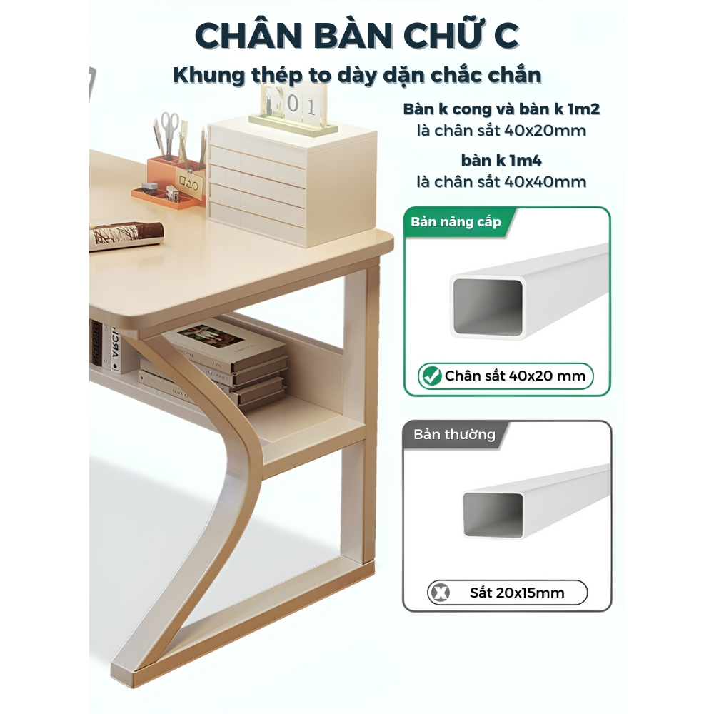 Bàn gaming làm việc tại nhà văn phòng kèm kệ lửng NỘI THẤT Q86 mặt gỗ 1m2, 1m4 chân sắt 4x4cm sơn tĩnh điện | BigBuy360 - bigbuy360.vn