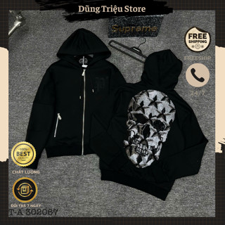 Áo Khoác  Nam DSQ Có Mũ Thêu Logo Ngực Cực Chất - Áo Khoác Nỉ Nam Cao Cấp In Hình Đầu Lâu Phong Cách Boy phố Siêu Đẹp