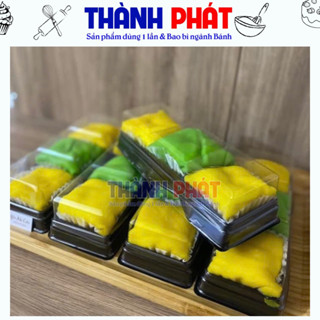 100 Hộp 3 ngăn đế đen đựng bánh trung thu 75g - Hộp đựng bánh mochi - bông lan trứng muối