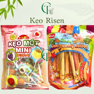 Kẹo Risen, kẹo mút, kẹo dẻo hoa quả, kẹo hotdog khổng lồ