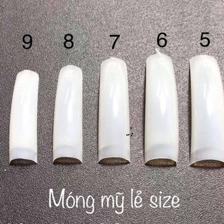Móng tip mỹ lẻ số 56789, móng chuẩn phom cong