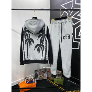 Bộ Nỉ Nam Hoodie DSQ Cây Dừa Hot Trend Chất Nỉ Bông Cao Cấp Mềm Mịn - Bộ Nỉ DSQ2 Dài Tay Forrm Dnagss Hoodie Logo In