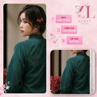 Áo dài cách tân nữ dáng suông 2024 , Áo dài tứ thân sẻ tà trước điểm họa tiết cúc bọc - ZenLy Boutique