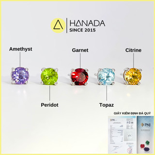 [BH TRỌN ĐỜI] Bông Tai Bạc 925 Hanada Đá 5MM Nhiều Màu May Mắn, Khuyên Tai Mang hằng ngày Nam Nữ Unisex 1165 D14