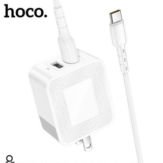 Bộ sạc nhanh 3.4A Hoco chân dẹt 2 cổng Usb kèm dây sạc USB to Type-C dài 1M cho Smartphone