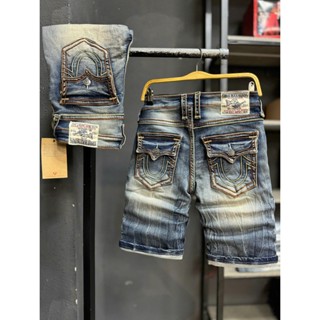 Quần Short  Jean NAM Chữ U QS2027-JD3901 Màu Xanh Đường Chỉ Thắt Màu Cam Nổi Bật Chi Tiết Như Hình K3 STORE