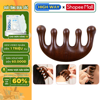 Lược Gỗ Đàn Hương HIGHWAY, Lược Massage Năm Cánh Chống Tĩnh Điện Gỗ Đàn Hương Da Đầu Cơ Thể Kinh Tuyến Lưu Thông Máu