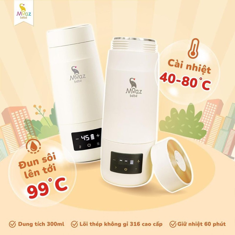 Bình đun nước pha sữa di động Moaz Bébé Mb058