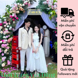 Đầm váy tacta dáng dài phối tơ trắng đính nơ váy tiết kế ly quạt sang chảnh Chuẩn fom mẫu mặc -T11