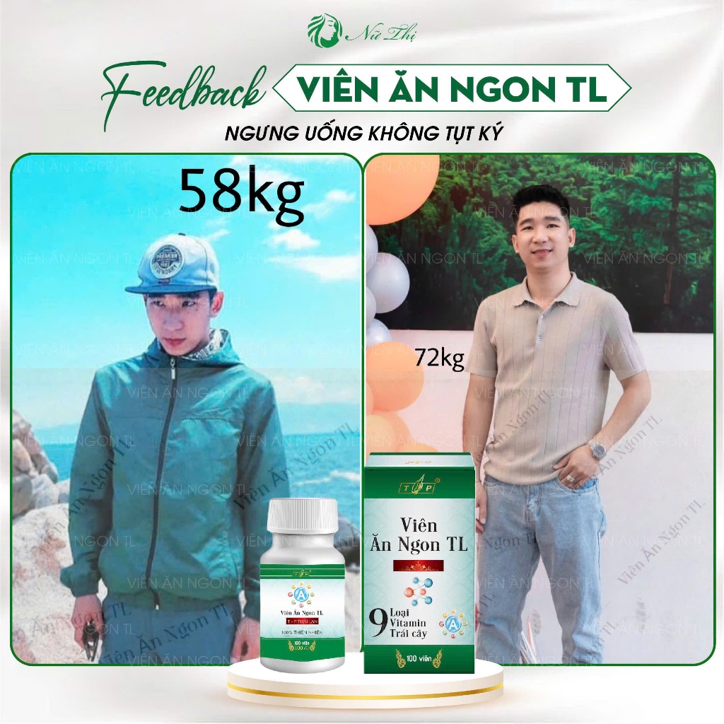 [ CHÍNH HÃNG ] Viên ăn ngon tăng cân TL liệu trình 30 ngày (hộp 100 viên)