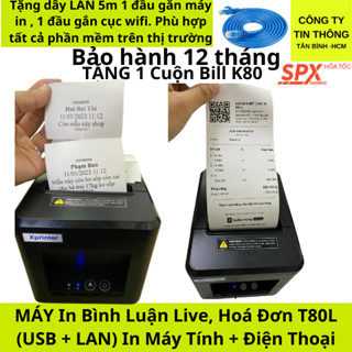 Máy in hóa đơn Xprinter In Điện Thoại k80 - Máy in nhiệt T80L Mạng Lan + USB in cả máy tính/ laptop chính hãng