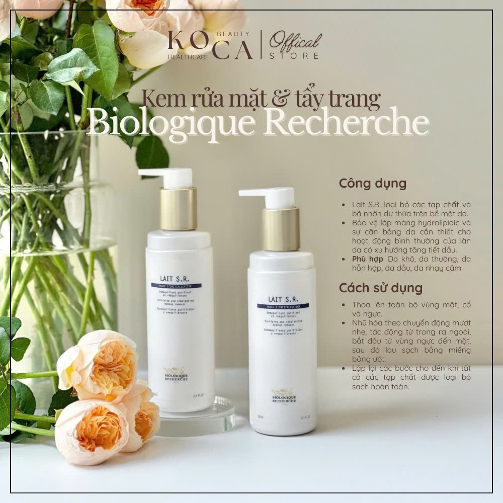 [Biologique Recherche] Sữa rửa mặt thanh lọc da BR Lait VipO2/Lait u fullsize 150ml