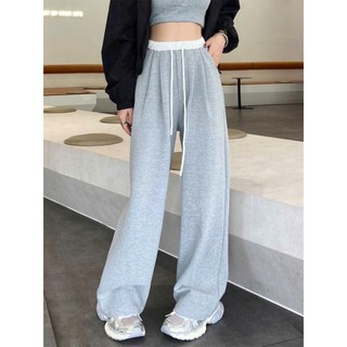 Quân suông nỉ hàn phối cạp trắng ống rộng,Quần ông rộng suông nỉ có dây rút (Min.fashion93)