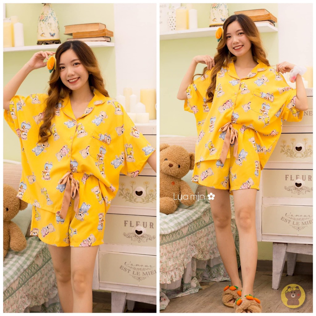 [HCM] (40-60kg) Đồ bộ đùi cánh dơi lụa/satin/latin/mango. drap gối codipa