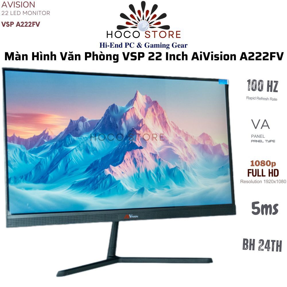 Màn Hình Văn Phòng VSP 22 Inch AiVision A222FV / A221FV Độ Phân Giải Cao, Hiệu Suất Tối Ưu, Màu Sắc Đẹp | Hoco Store PC | BigBuy360 - bigbuy360.vn