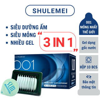 Bao Cao Su Siêu Mỏng 001mm Shulemei, Nhiều Gel Bôi Trơn, Truyền Nhiệt Tốt - Hộp 10 Bao