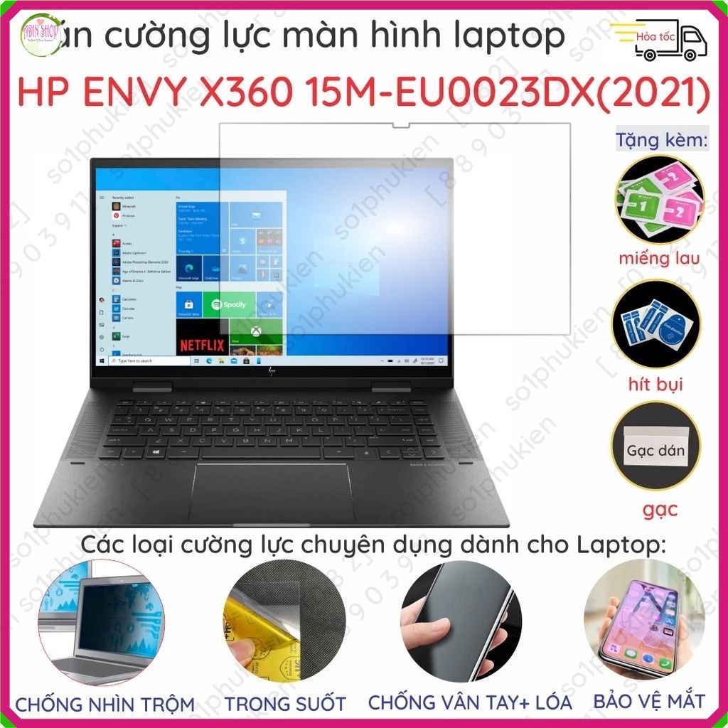 Dán cường lực màn hình Laptop HP ENVY X360 15M-EU0023DX (2021) màn 15.6 inch dẻo nano trong suốt, ch