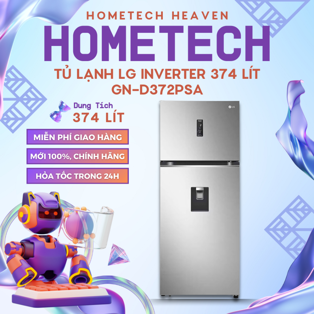[GIAO LẮP MIỄN PHÍ] GN-D372PSA - Tủ Lạnh Inverter LG 374 Lít GN-D372PSA - Hàng Chính Hãng, Mới 100%
