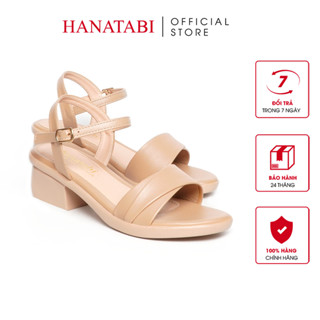 Giày Sandal Nữ Đế PU Kem Siêu Nhẹ Cao 5cm Hanatabi Quai Ngang 2 Xếp Bigsize (35-42) Mã HNSDG5F1140