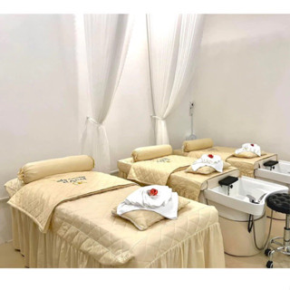 Ga giường spa trần bông,ga giường gội, ra giường nối mi chất cotton lụa mát mịn tặng kèm vỏ gối