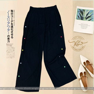  *GIẢM GIÁ CỰC SỐC* Quần trung niên xô lụa chất vải mềm mịn bo thun thoải mái nút màu tinh tế quần ống suông 85cm 