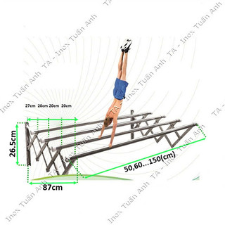  Giàn phơi đồ xếp gọn inox - Giá phơi đồ thông minh inox 201 ống 22 - Giàn phơi thông minh bắt tường size đại TA2SP4T22 