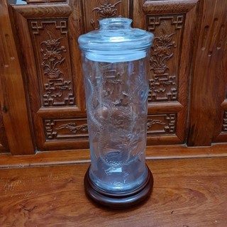 Bình ngâm rượu thủy tinh 8 lít dáng trụ hoa văn rồng - không van