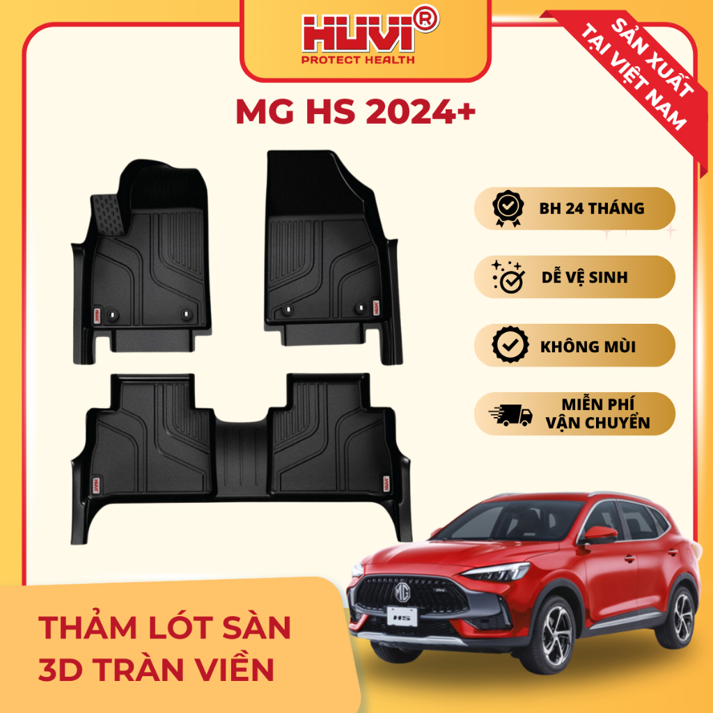 [CHÍNH HÃNG] Thảm lót sàn xe MG HS (2024-hiện tại) 3D tràn viền nhựa TPE - HUVI Việt Nam