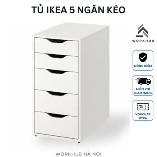 Tủ IKEA 5 Ngăn Kéo Gỗ MDF Phủ Melamine - Kết Hợp Bàn IKEA 2 Tủ Tài Liệu Đa Năng Văn Phòng